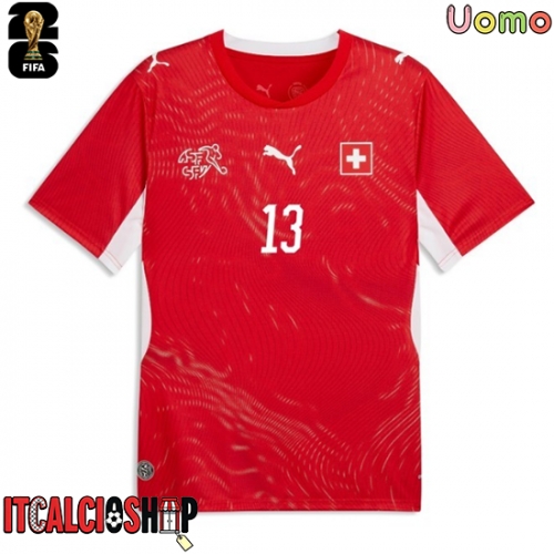 Svizzera Zeki Amdouni #23 Prima Maglia Mondiali 2026 Manica Corta